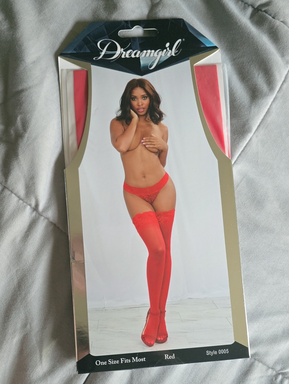 Red Lace Thigh High Tights
